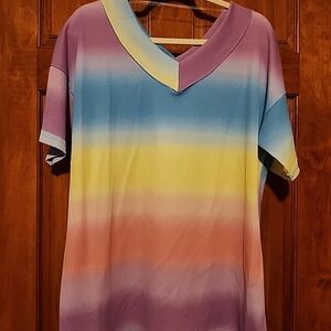Lime and Chili Rainbow stretch top short sleeves NWOT